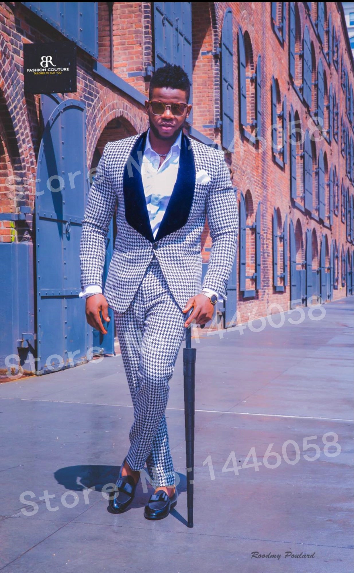 2018 Elegant Men Suits With Pants Groom Tuxedos Costme Homme Terno PartyBlazer Shawl Lapel Houndstooth Men Wedding Suits