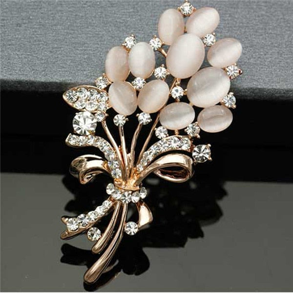 Big New Elegant Pink Crystal Flower Brooch Rhinestone Pin Romantic Wedding Bride Bridesmaid Rhinestone Brooches and Pins Jewelry