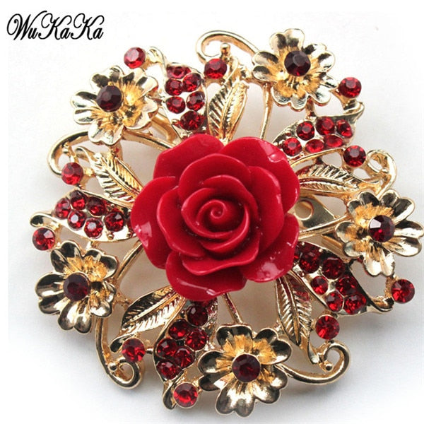 Big New Elegant Pink Crystal Flower Brooch Rhinestone Pin Romantic Wedding Bride Bridesmaid Rhinestone Brooches and Pins Jewelry