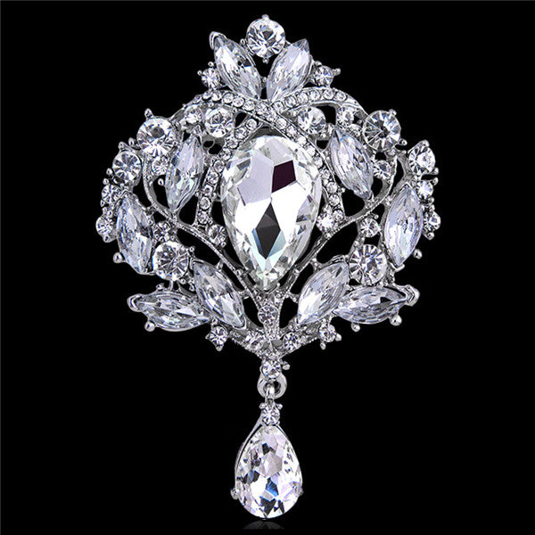Big New Elegant Pink Crystal Flower Brooch Rhinestone Pin Romantic Wedding Bride Bridesmaid Rhinestone Brooches and Pins Jewelry