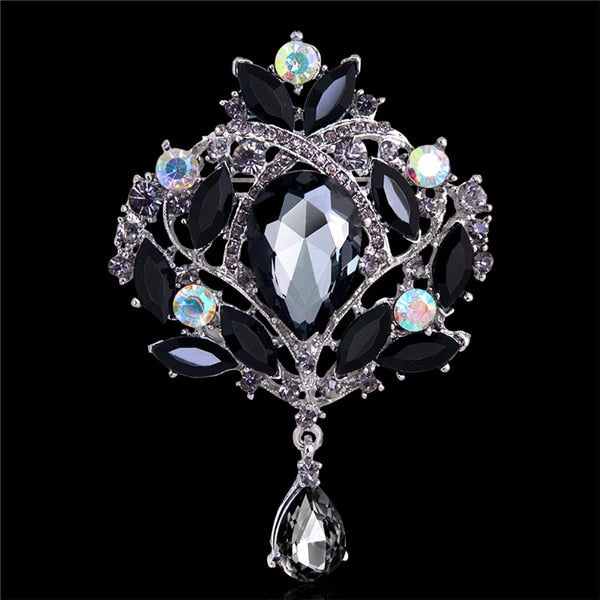 Big New Elegant Pink Crystal Flower Brooch Rhinestone Pin Romantic Wedding Bride Bridesmaid Rhinestone Brooches and Pins Jewelry