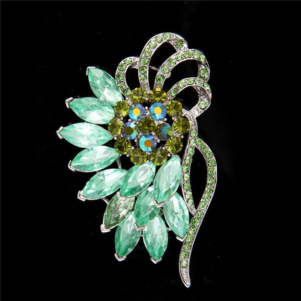 Big New Elegant Pink Crystal Flower Brooch Rhinestone Pin Romantic Wedding Bride Bridesmaid Rhinestone Brooches and Pins Jewelry
