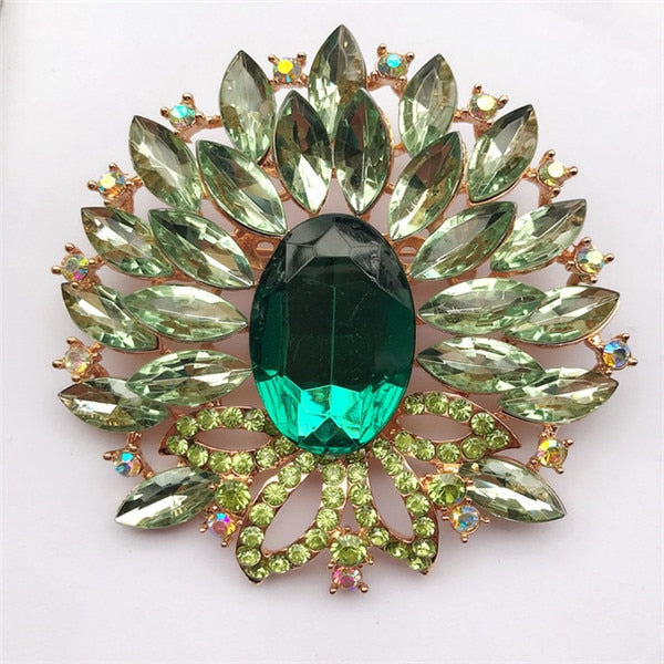 Big New Elegant Pink Crystal Flower Brooch Rhinestone Pin Romantic Wedding Bride Bridesmaid Rhinestone Brooches and Pins Jewelry