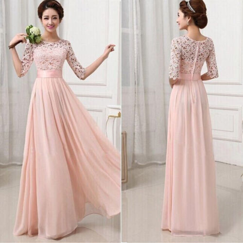 Women Elegant High waist Formal Wedding Long Evening Party Prom Gown Dress