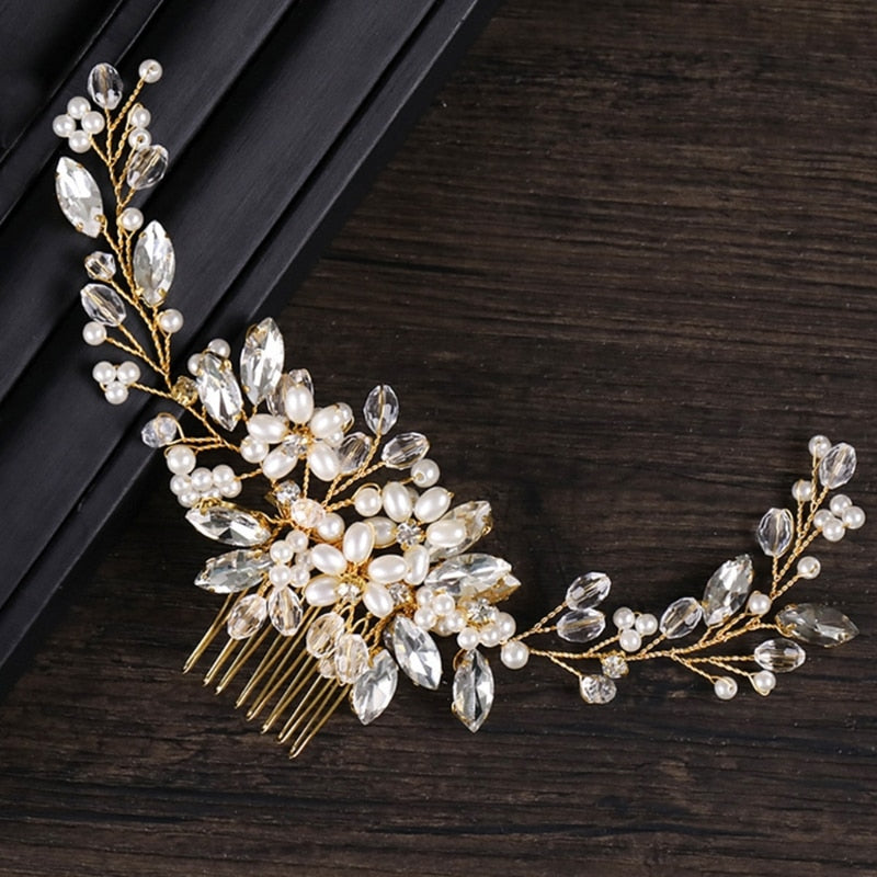 Bride Comb Hair Headwear Pearl Headdress Wedding Handmade Elegant Luxury Jewelry