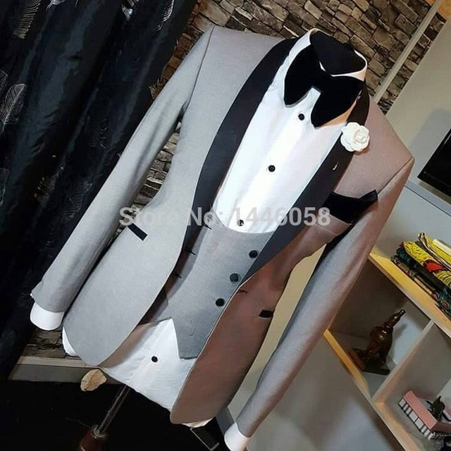 Elegant Designs 2018 Casual Business Beige Mens Suits 3 Pieces Formal Dress Men Suit Set Men Wedding Suit For Men Groom Tuxedos