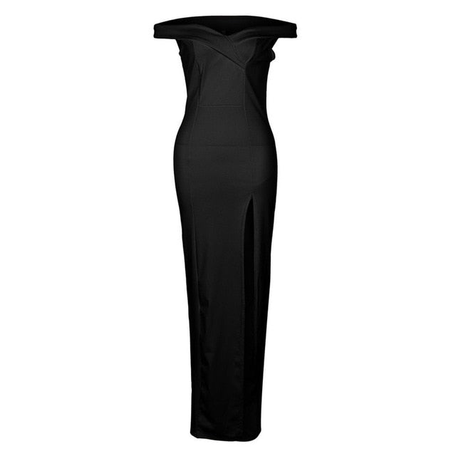 ROGREZ Black Pink White Elegant Strapless Women Sexy Dress Wrap Wedding Party Evening Dinner Bodycon Long Dresses