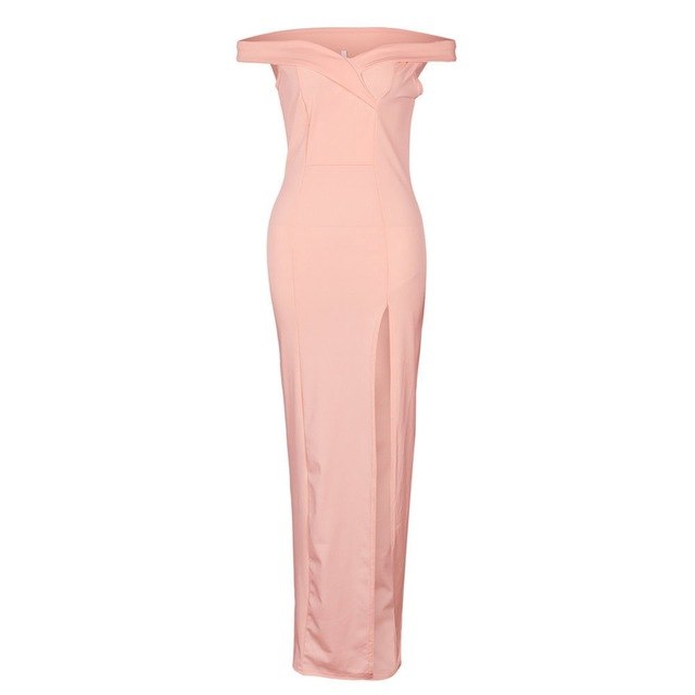 ROGREZ Black Pink White Elegant Strapless Women Sexy Dress Wrap Wedding Party Evening Dinner Bodycon Long Dresses