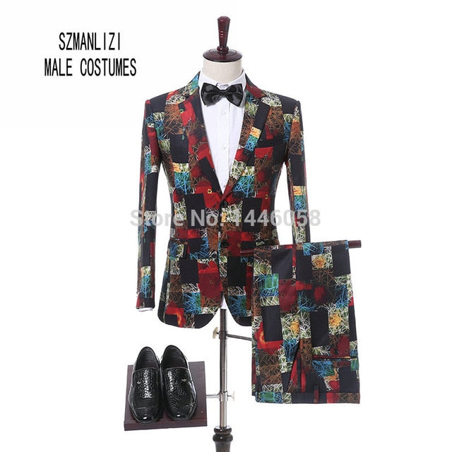 2019 Elegant Black Velvet Gold Flower Double Breasted Groom Tuxedo For Men Wedding/Prom Suits Mens Suits With Pants Bridegroom