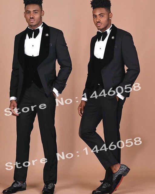 Men Wedding Suits 2019 Elegant Real 3 Pieces Slim Fit Groomsmen Velvet Lapel White Paisley Groom Party Suits Mens Wedding Tuxedo